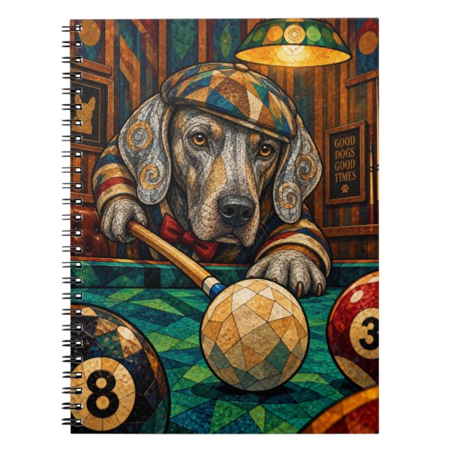 Weimaraner, Geometric Mosaic Notebook (Front)