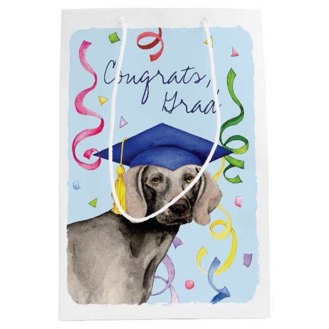 Weimaraner Graduate Medium Gift Bag (Front)