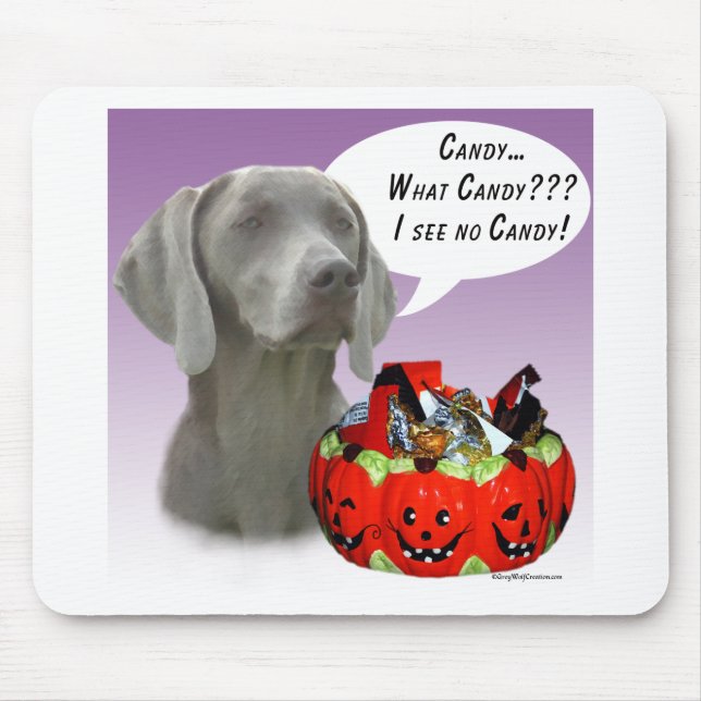 Weimaraner Halloween Candy Mouse Mat (Front)