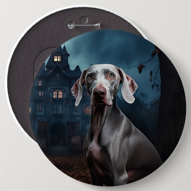 Weimaraner Halloween Scary 6 Cm Round Badge (Front & Back)