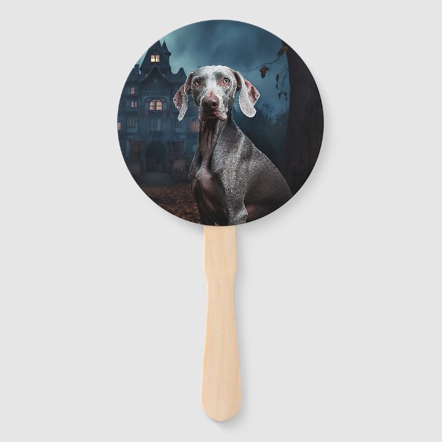 Weimaraner Halloween Scary Hand Fan (Front)