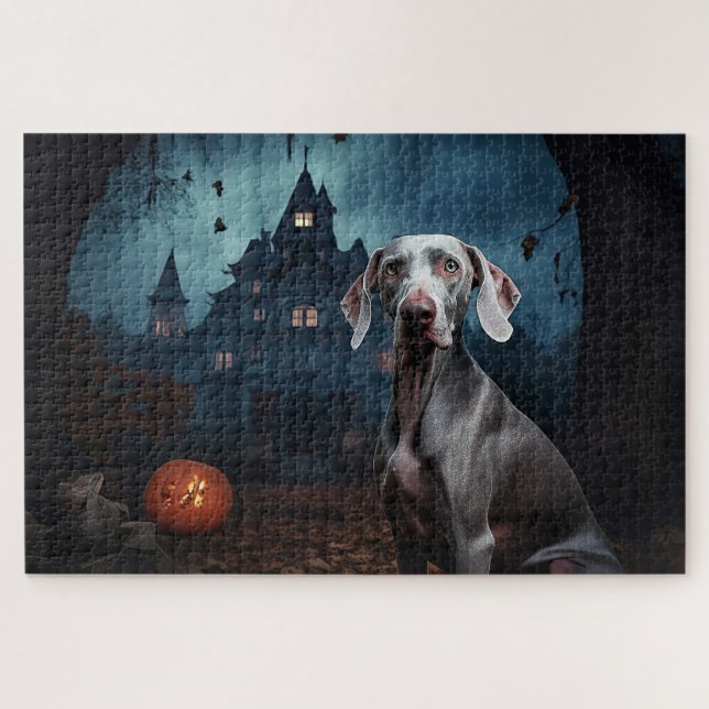Weimaraner Halloween Scary Jigsaw Puzzle (Horizontal)