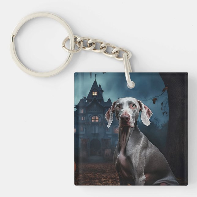 Weimaraner Halloween Scary Key Ring (Front)