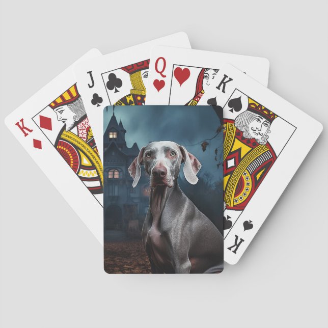 Weimaraner Halloween Scary Playing Cards (Back)