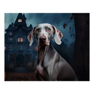 Weimaraner Halloween Scary Poster