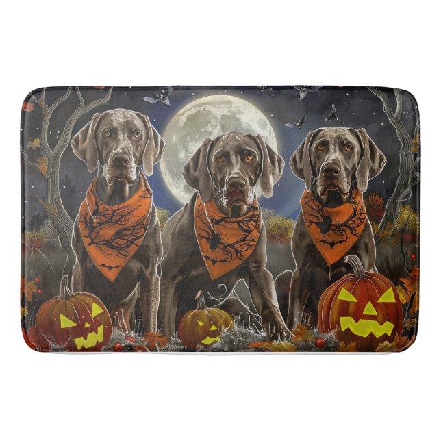 Weimaraner Halloween Spooky  Bath Mat (Front)