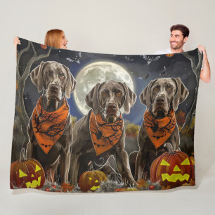 Weimaraner Halloween Spooky Fleece Blanket
