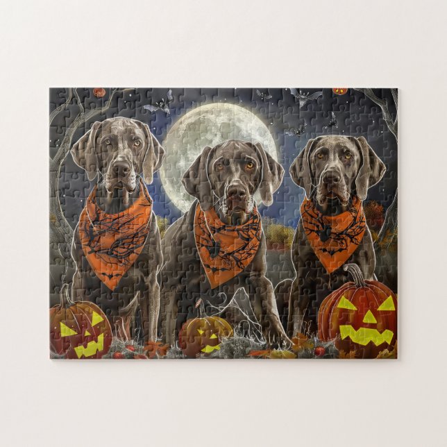 Weimaraner Halloween Spooky  Jigsaw Puzzle (Horizontal)