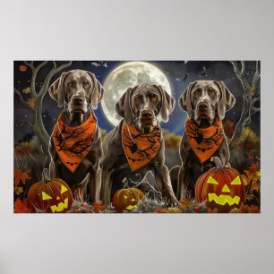 Weimaraner Halloween Spooky  Poster
