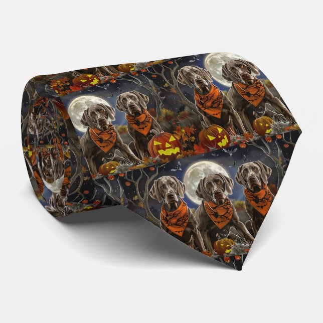 Weimaraner Halloween Spooky  Tie (Rolled)