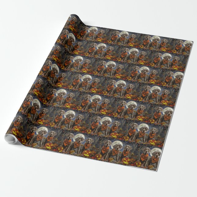 Weimaraner Halloween Spooky  Wrapping Paper (Unrolled)