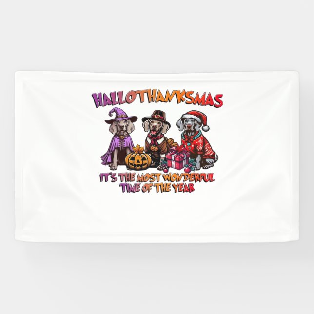 Weimaraner Halloween Thanksgiving Christmas Oversi Banner (Horizontal)