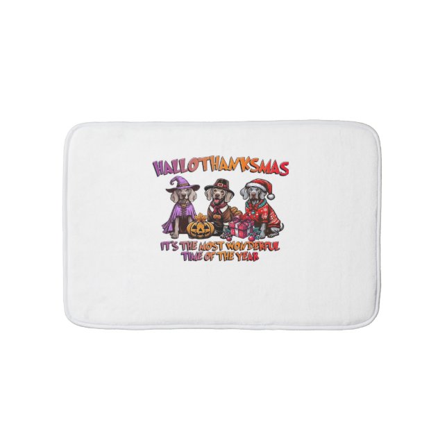Weimaraner Halloween Thanksgiving Christmas Oversi Bath Mat (Front)