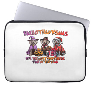 Weimaraner Halloween Thanksgiving Christmas Oversi Laptop Sleeve