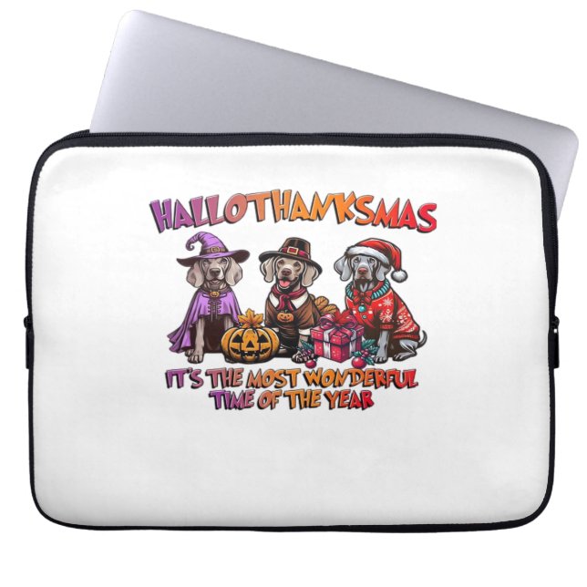 Weimaraner Halloween Thanksgiving Christmas Oversi Laptop Sleeve (Front)