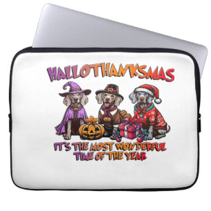 Weimaraner Halloween Thanksgiving Christmas Oversi Laptop Sleeve