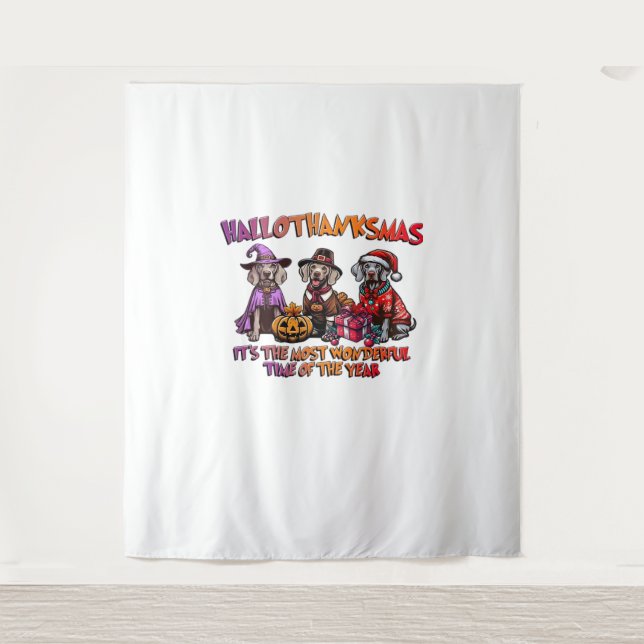Weimaraner Halloween Thanksgiving Christmas Oversi Tapestry (Front)