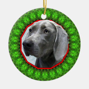 Weimaraner Happy Howliday Ceramic Tree Decoration