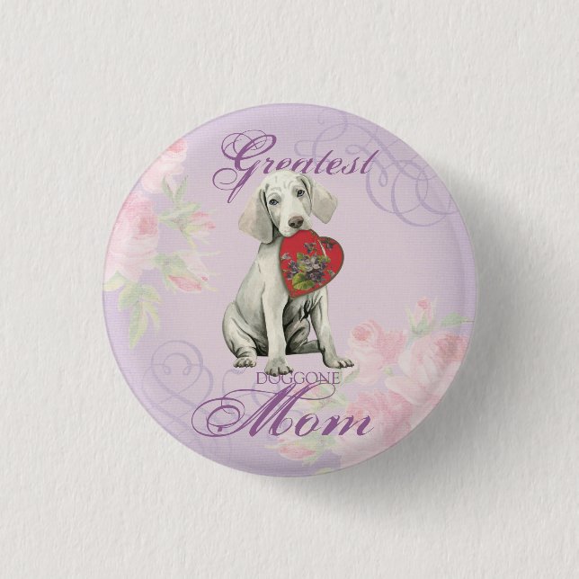 Weimaraner Heart Mum 3 Cm Round Badge (Front)