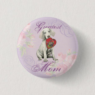 Weimaraner Heart Mum 3 Cm Round Badge