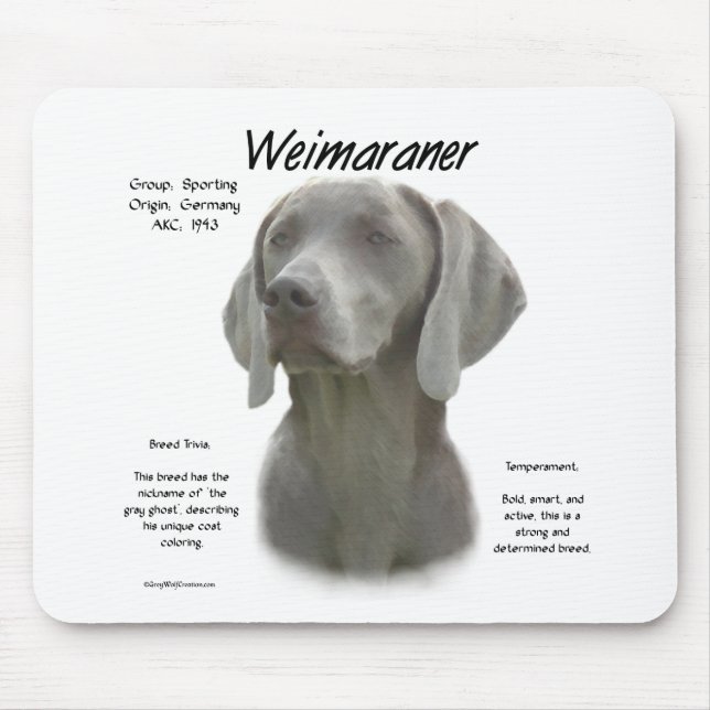 Weimaraner History Design Mouse Mat (Front)