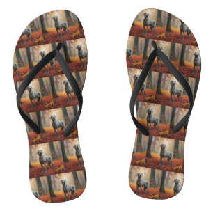 Weimaraner in Autumn Leaves Fall Inspire Flip Flops