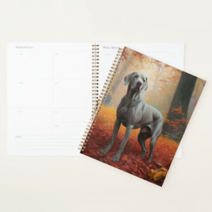 Weimaraner in Autumn Leaves Fall Inspire Planner