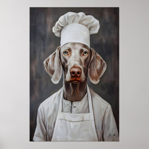 Weimaraner In Chefs Hat Poster, Pet Poster