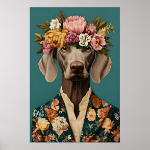 Weimaraner In Suit Poster, Weimaraner Portrait Poster