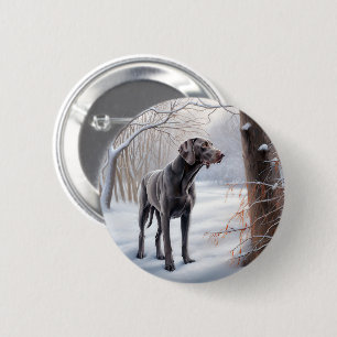 Weimaraner Let It Snow Christmas 6 Cm Round Badge