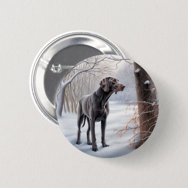 Weimaraner Let It Snow Christmas 6 Cm Round Badge (Front & Back)