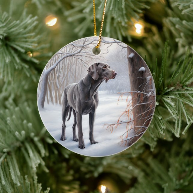 Weimaraner Let It Snow Christmas Ceramic Tree Decoration (Tree)