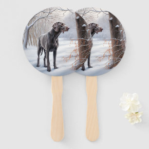Weimaraner Let It Snow Christmas Hand Fan
