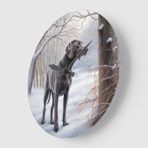 Weimaraner Let It Snow Christmas Large Clock