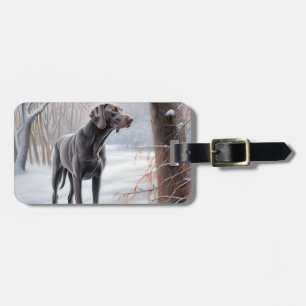 Weimaraner Let It Snow Christmas Luggage Tag