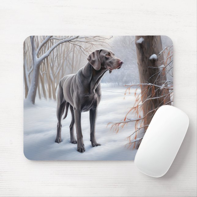 Weimaraner Let It Snow Christmas Mouse Mat (With Mouse)