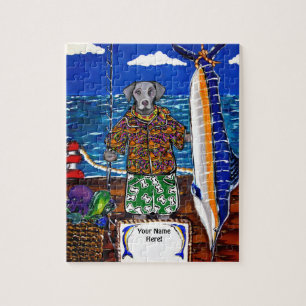 Weimaraner Marlin Fishing Jigsaw Puzzle