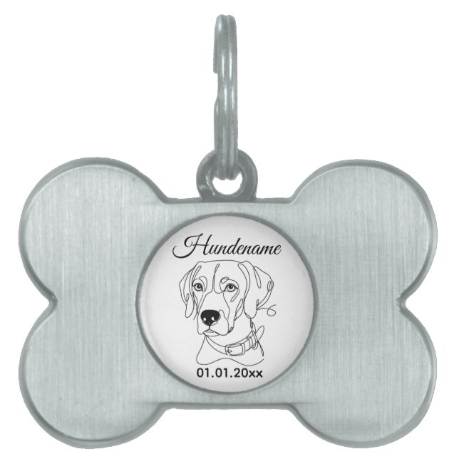 Weimaraner Minimalist Line Art Personalized Tag (Front)