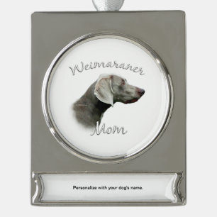 Weimaraner Mum 2 Silver Plated Banner Ornament