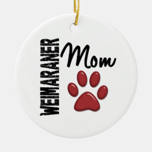 Weimaraner Mum Paw Print 2 Ceramic Tree Decoration