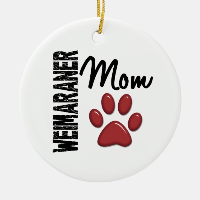 Weimaraner Mum Paw Print 2 Ceramic Tree Decoration (Front)