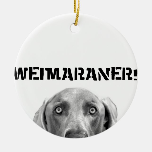 Weimaraner Nation : Weimaraner In A Box! Ceramic Tree Decoration (Front)