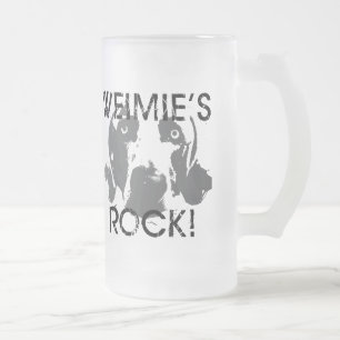 Weimaraner nation : Weimies ROCK! Frosted Glass Beer Mug
