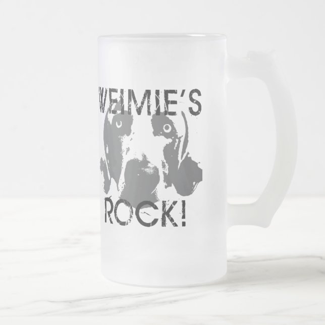 Weimaraner nation : Weimies ROCK! Frosted Glass Beer Mug (Right)