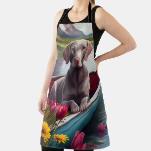 Weimaraner on a Paddle: A Scenic Adventure Apron
