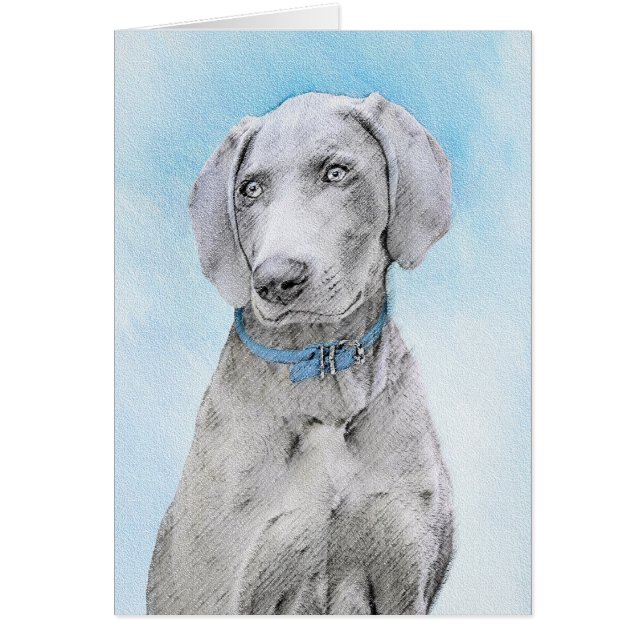 Weimaraner Painting - Cute Original Dog Art (Front)