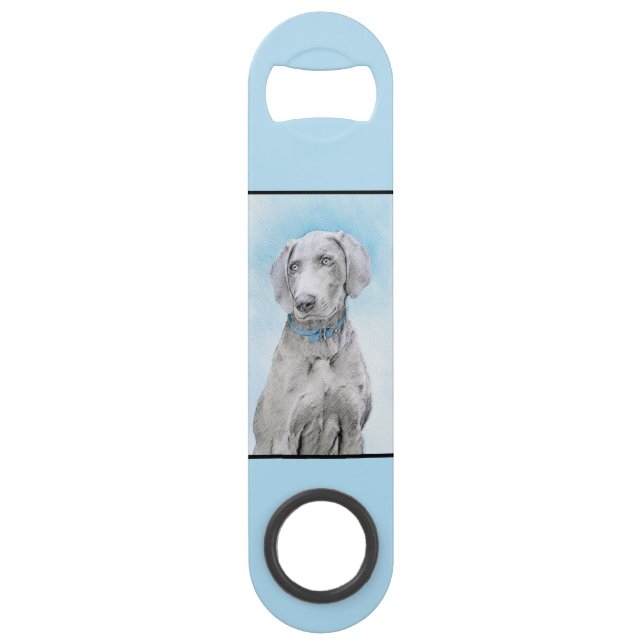 Weimaraner Painting - Cute Original Dog Art (Front)