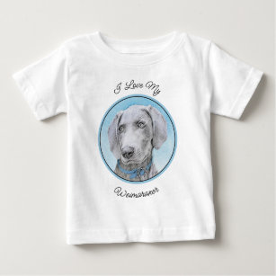 Weimaraner Painting - Cute Original Dog Art Baby T-Shirt