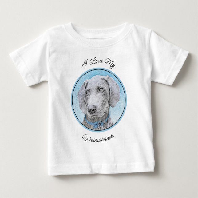 Weimaraner Painting - Cute Original Dog Art Baby T-Shirt (Front)