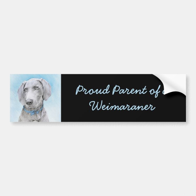 Weimaraner Painting - Cute Original Dog Art Bumper Sticker (Front)